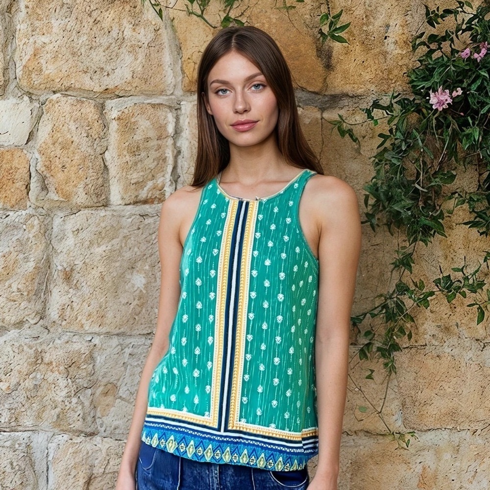 O’Neill linen printed tank top sleeveless top xs